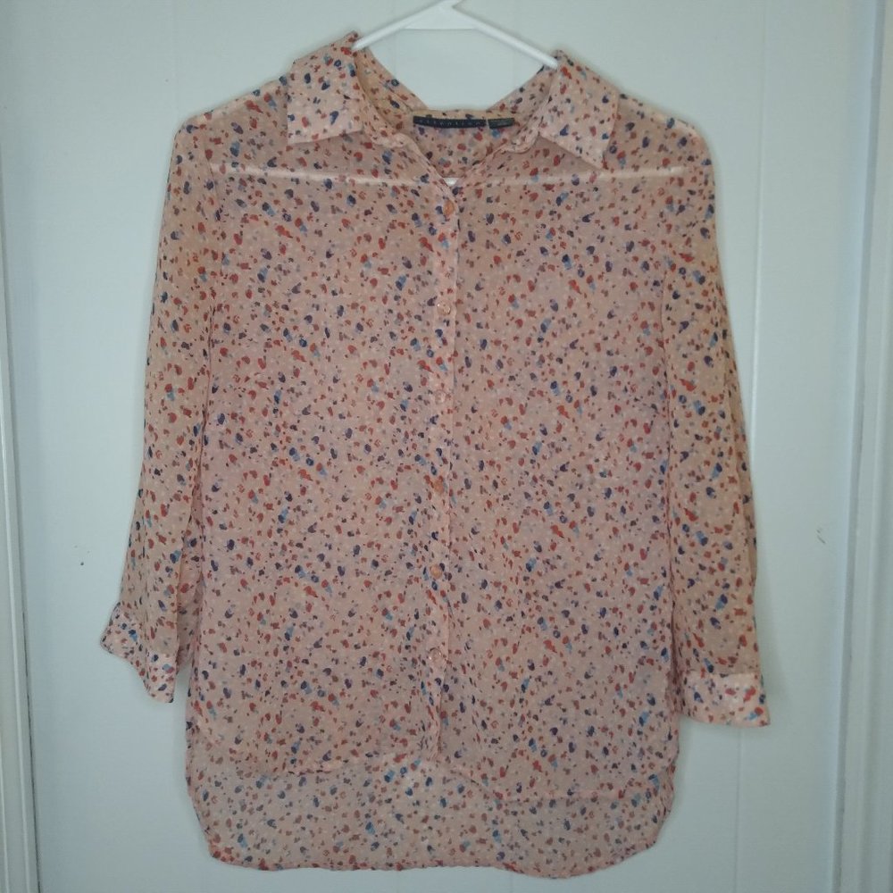 Attention Pink Button Up Top